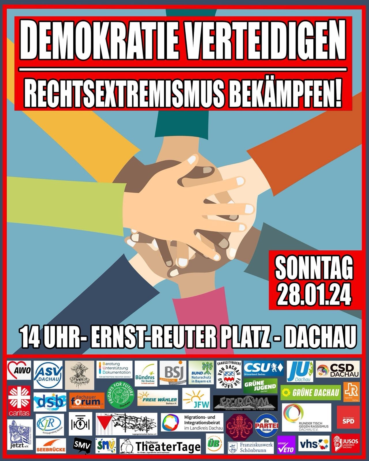Demonstration Demokratie Verteidigen, Rechtsextremismus Bekämpfen! am 28.01.2024 in Dachau